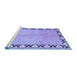 Sideview of Machine Washable Persian Blue Traditional Rug, wshtr1126blu