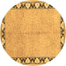 Round Persian Brown Traditional Rug, tr1126brn