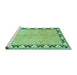Sideview of Machine Washable Persian Turquoise Traditional Area Rugs, wshtr1126turq