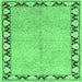 Square Machine Washable Persian Emerald Green Traditional Area Rugs, wshtr1126emgrn