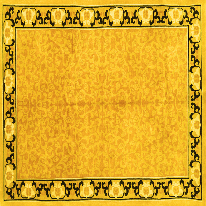Square Machine Washable Persian Yellow Traditional Rug, wshtr1126yw