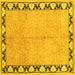 Square Machine Washable Persian Yellow Traditional Rug, wshtr1126yw