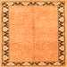 Round Machine Washable Persian Orange Traditional Area Rugs, wshtr1126org