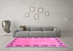 Machine Washable Persian Pink Traditional Rug in a Living Room, wshtr1126pnk