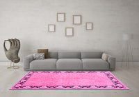 Machine Washable Persian Pink Traditional Rug, wshtr1126pnk