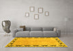 Machine Washable Persian Yellow Traditional Rug in a Living Room, wshtr1126yw