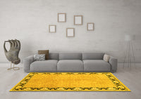 Machine Washable Persian Yellow Traditional Rug, wshtr1126yw