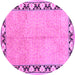 Round Machine Washable Persian Purple Traditional Area Rugs, wshtr1126pur