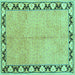 Square Machine Washable Persian Turquoise Traditional Area Rugs, wshtr1126turq