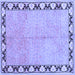 Square Machine Washable Persian Blue Traditional Rug, wshtr1126blu