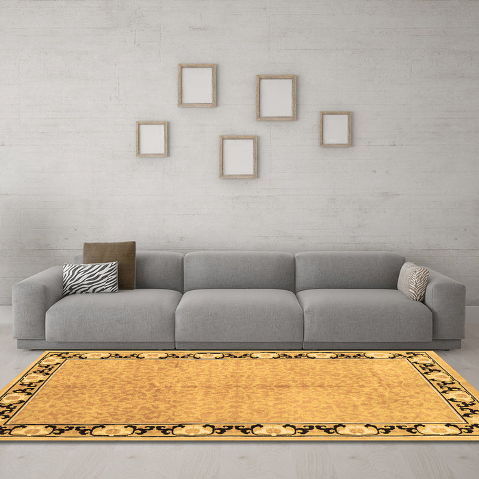 Machine Washable Persian Brown Traditional Rug in a Living Room,, wshtr1126brn