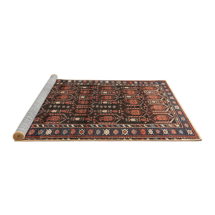 Sideview of Machine Washable Traditional Bakers Brown Rug, wshtr1127