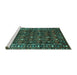 Sideview of Machine Washable Persian Turquoise Traditional Area Rugs, wshtr1127turq