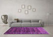 Machine Washable Persian Purple Traditional Area Rugs in a Living Room, wshtr1127pur