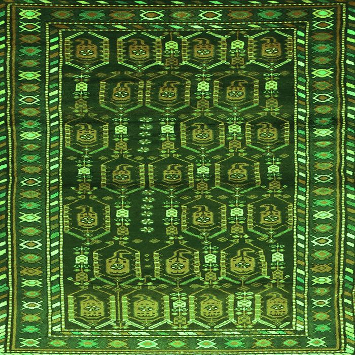 Serging Thickness of Persian Green Traditional Rug, tr1127grn