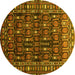 Round Persian Yellow Traditional Rug, tr1127yw