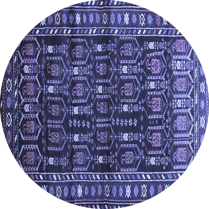 Round Persian Blue Traditional Rug, tr1127blu