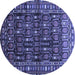 Round Persian Blue Traditional Rug, tr1127blu
