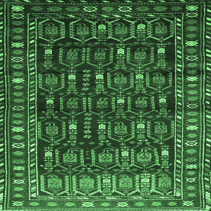 Square Persian Emerald Green Traditional Rug, tr1127emgrn