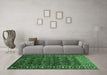 Machine Washable Persian Emerald Green Traditional Area Rugs in a Living Room,, wshtr1127emgrn