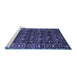 Sideview of Machine Washable Persian Blue Traditional Rug, wshtr1127blu