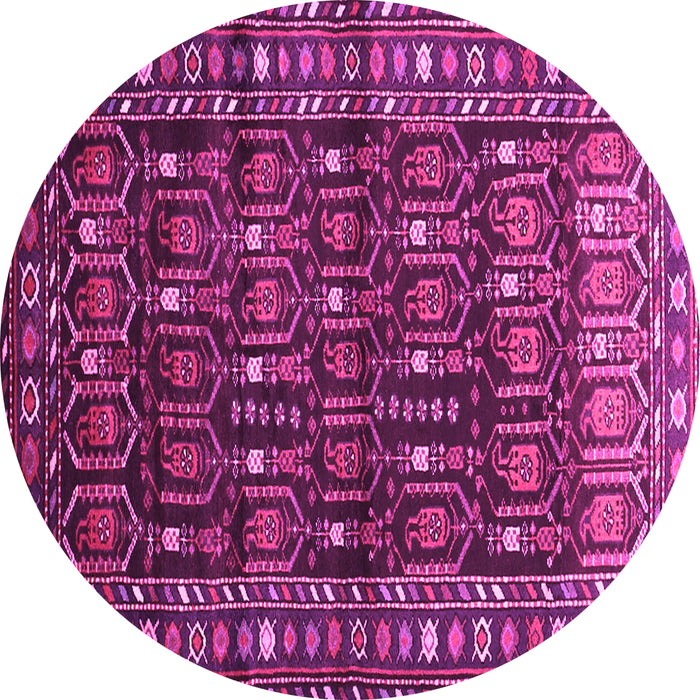 Round Machine Washable Persian Pink Traditional Rug, wshtr1127pnk