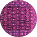 Round Machine Washable Persian Pink Traditional Rug, wshtr1127pnk