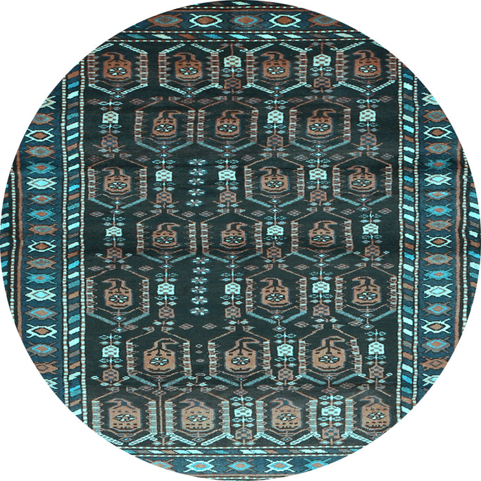 Round Machine Washable Persian Light Blue Traditional Rug, wshtr1127lblu