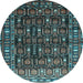 Round Machine Washable Persian Light Blue Traditional Rug, wshtr1127lblu