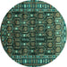 Round Machine Washable Persian Turquoise Traditional Area Rugs, wshtr1127turq