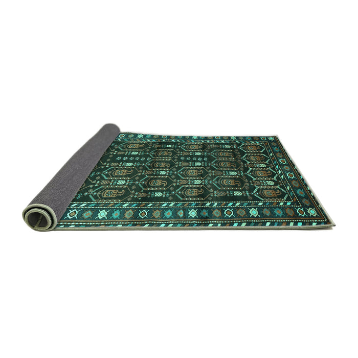 Sideview of Persian Turquoise Traditional Rug, tr1127turq