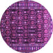 Round Machine Washable Persian Purple Traditional Area Rugs, wshtr1127pur