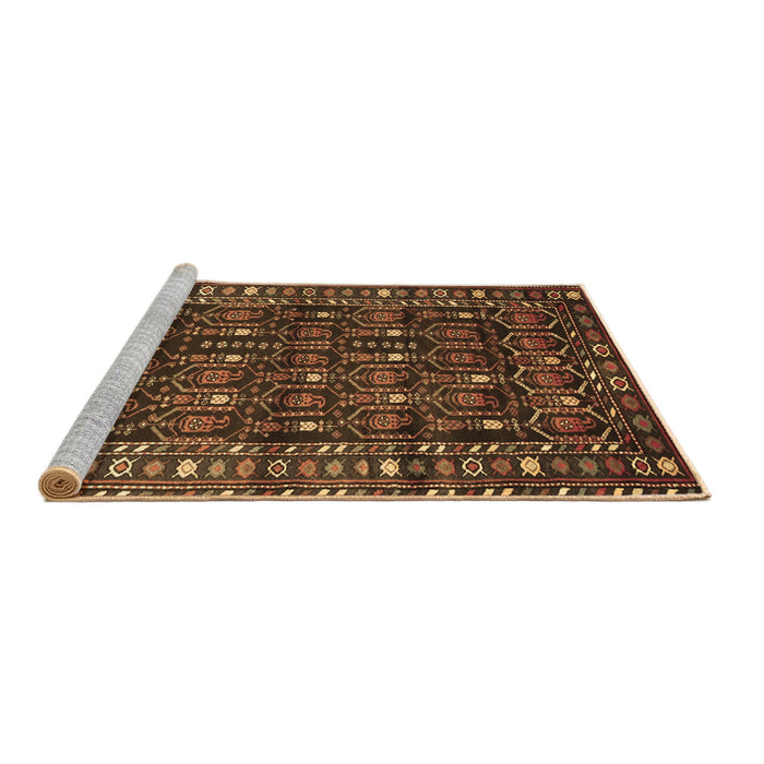 Sideview of Machine Washable Persian Brown Traditional Rug, wshtr1127brn