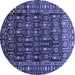 Round Machine Washable Persian Blue Traditional Rug, wshtr1127blu