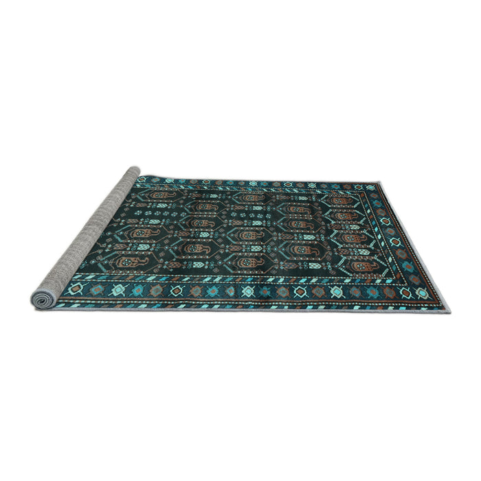 Sideview of Machine Washable Persian Light Blue Traditional Rug, wshtr1127lblu