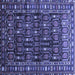 Square Machine Washable Persian Blue Traditional Rug, wshtr1127blu