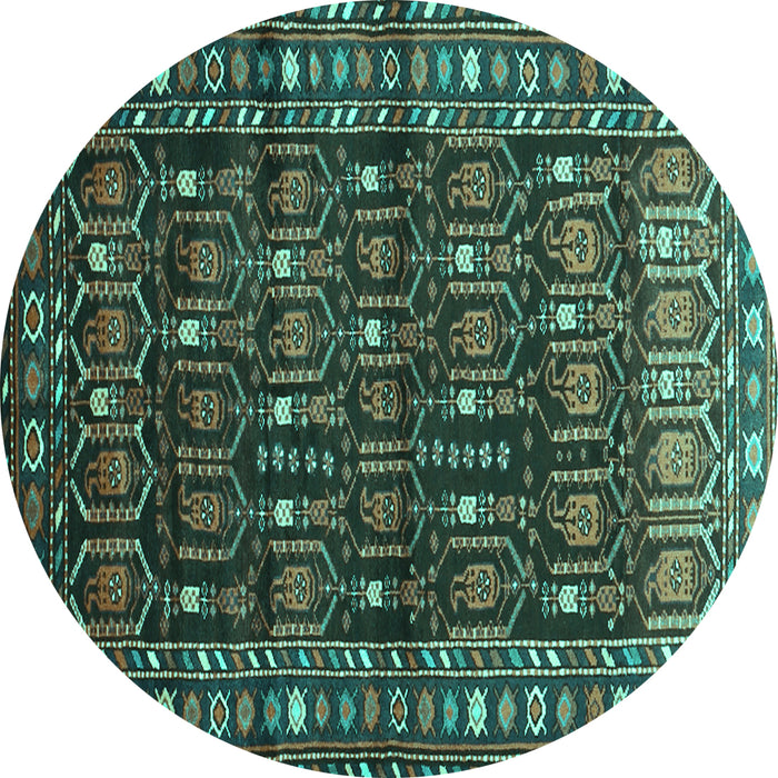 Round Persian Turquoise Traditional Rug, tr1127turq