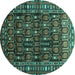 Round Persian Turquoise Traditional Rug, tr1127turq