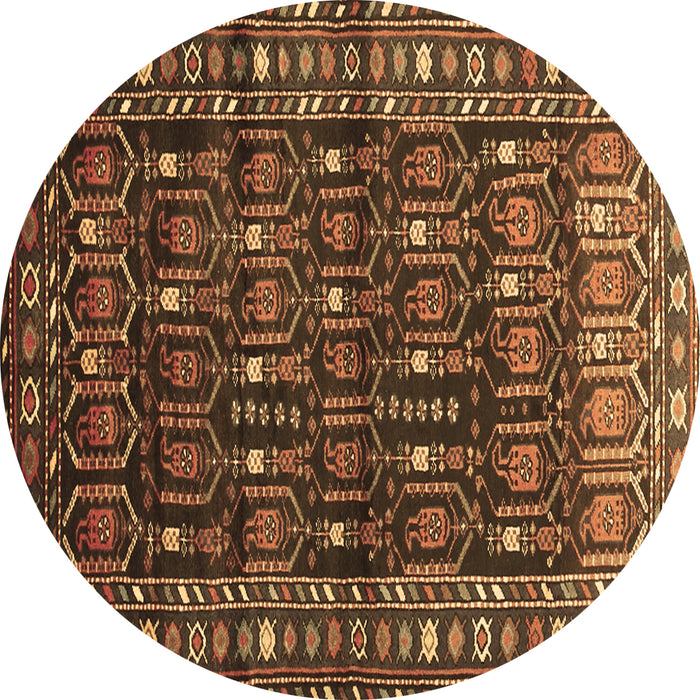 Round Persian Brown Traditional Rug, tr1127brn