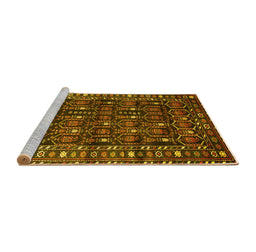 Sideview of Machine Washable Persian Yellow Traditional Rug, wshtr1127yw