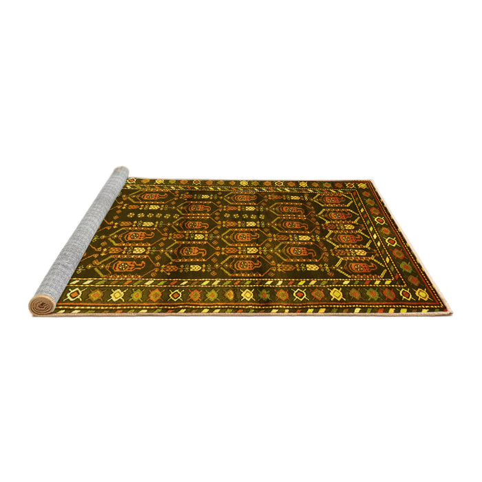 Sideview of Machine Washable Persian Yellow Traditional Rug, wshtr1127yw