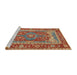 Sideview of Machine Washable Traditional Brass Green Rug, wshtr1128