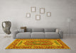 Machine Washable Persian Yellow Traditional Rug in a Living Room, wshtr1128yw