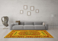 Machine Washable Persian Yellow Traditional Rug, wshtr1128yw