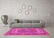 Machine Washable Persian Pink Traditional Rug in a Living Room, wshtr1128pnk