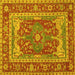 Square Machine Washable Persian Yellow Traditional Rug, wshtr1128yw