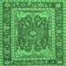 Square Persian Emerald Green Traditional Rug, tr1128emgrn