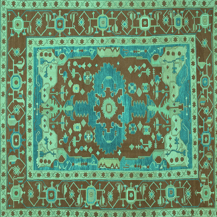 Square Machine Washable Persian Turquoise Traditional Area Rugs, wshtr1128turq
