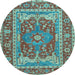 Round Machine Washable Persian Light Blue Traditional Rug, wshtr1128lblu