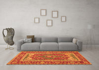 Machine Washable Persian Orange Traditional Rug, wshtr1128org